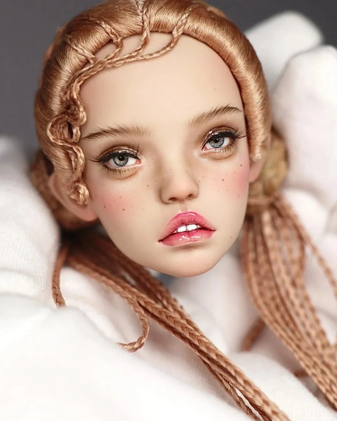 New BJD doll 1/4 girl with thick Bonnie single head, black skin, popovy sisters, resin, toy angel, just a head