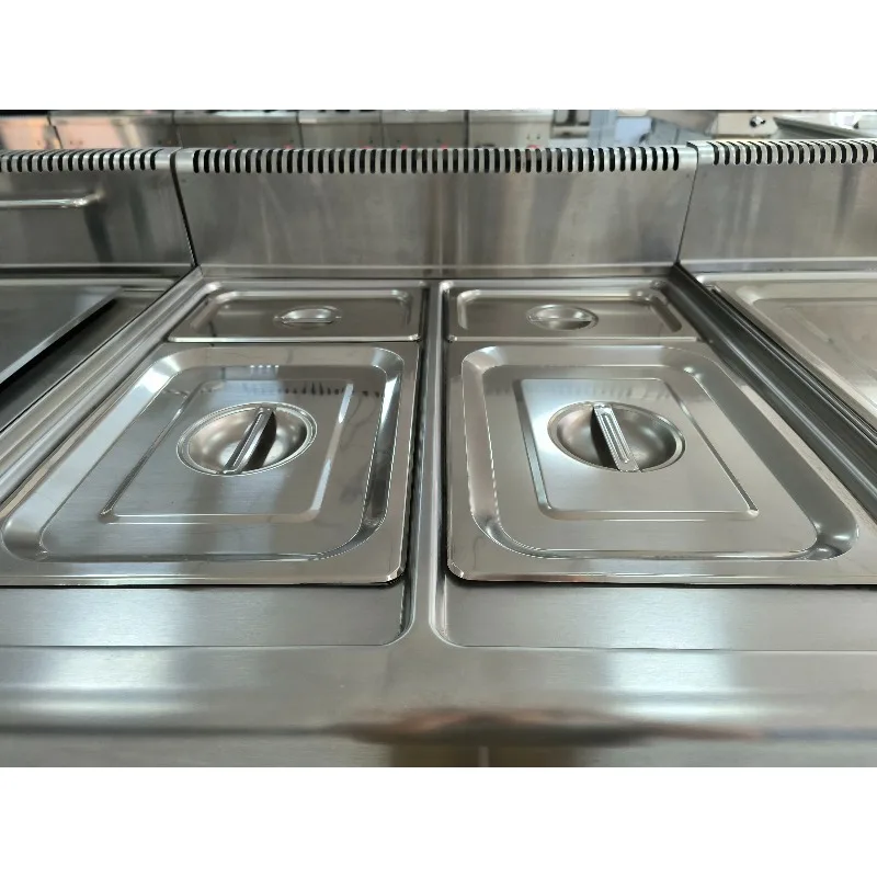 Gas countertop Bain & Marie stainless steel 304 making soup equipment 4 pots restaurant CE certificate
