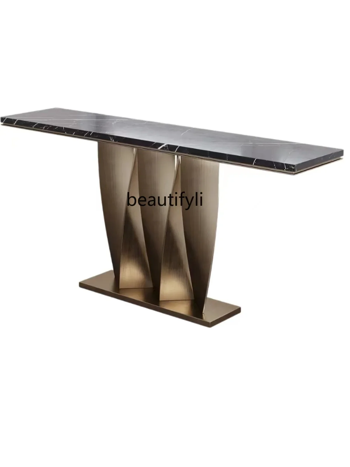 Italian Light Luxury Natural Marble Console Tables Decoration Stone Plate Side View Long Strip Entrance Cabinet