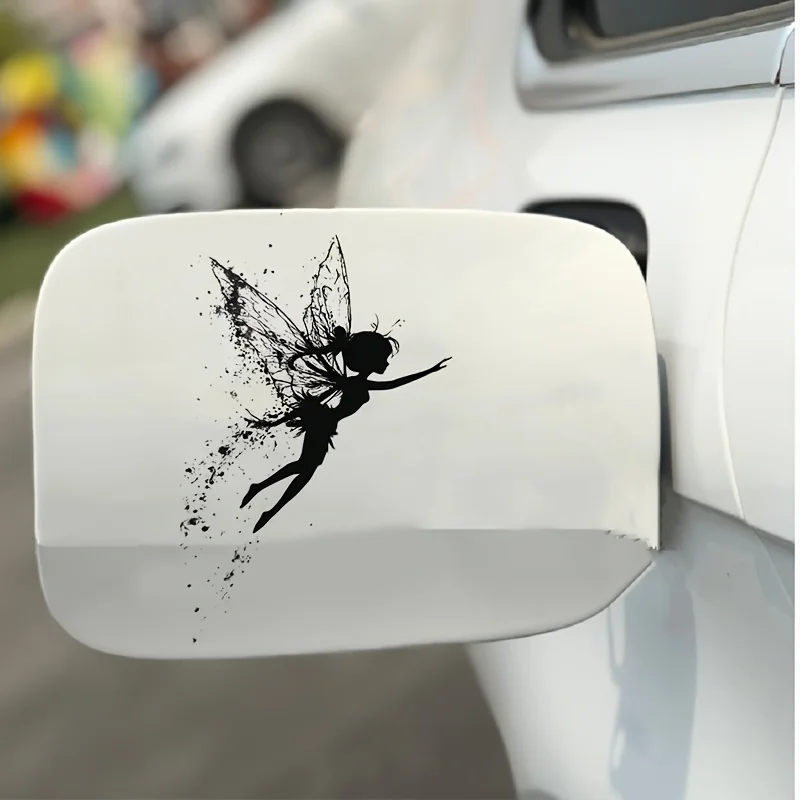 1Pc 2D Flat Ink Splash Fairy Silhouette Waterproof Anti Scratch Vinyl Sticker Car EV Motorcycle Decor Gift