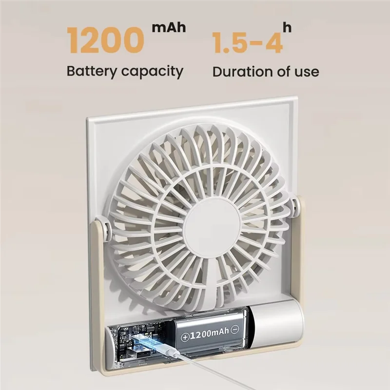 INLIG-Desk Fan محمول USB مروحة قابلة للشحن مروحة صغيرة محمولة للتخييم 4 سرعات طاولة هادئة مروحة شخصية مثبتة على الحائط