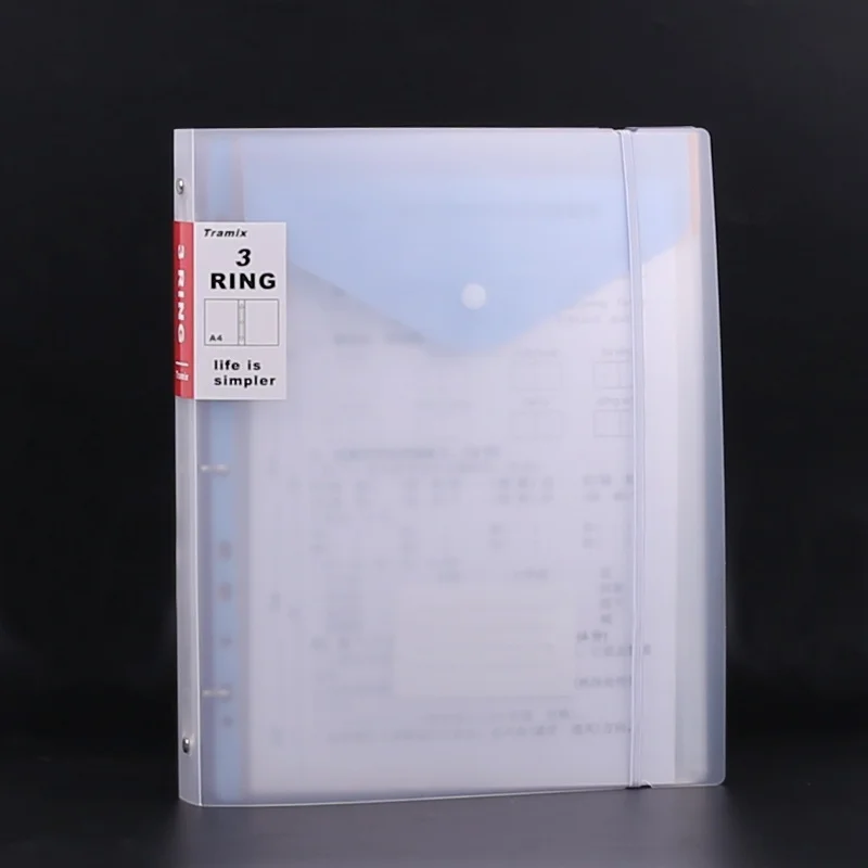 6 قطع من أكياس الملفات ذات الأوراق السائبة وأغطية أوراق فضفاضة ذات 3 فتحات، أكياس ملفات PP ذات سعة كبيرة للمدرسة والمنزل والمكتب #3