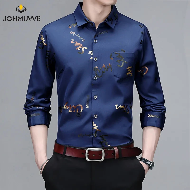 Men\'s Casual and Fashionable Long Sleeved Printed Shirt, Non Ironing and Wrinkle Resistant Business Top