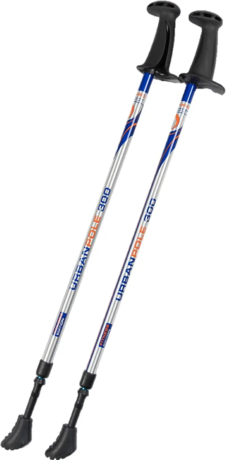 Poling Urban Poles Series 300 – Fitness Edition, Blue & Silver, 1 Pair – For Users 4'2