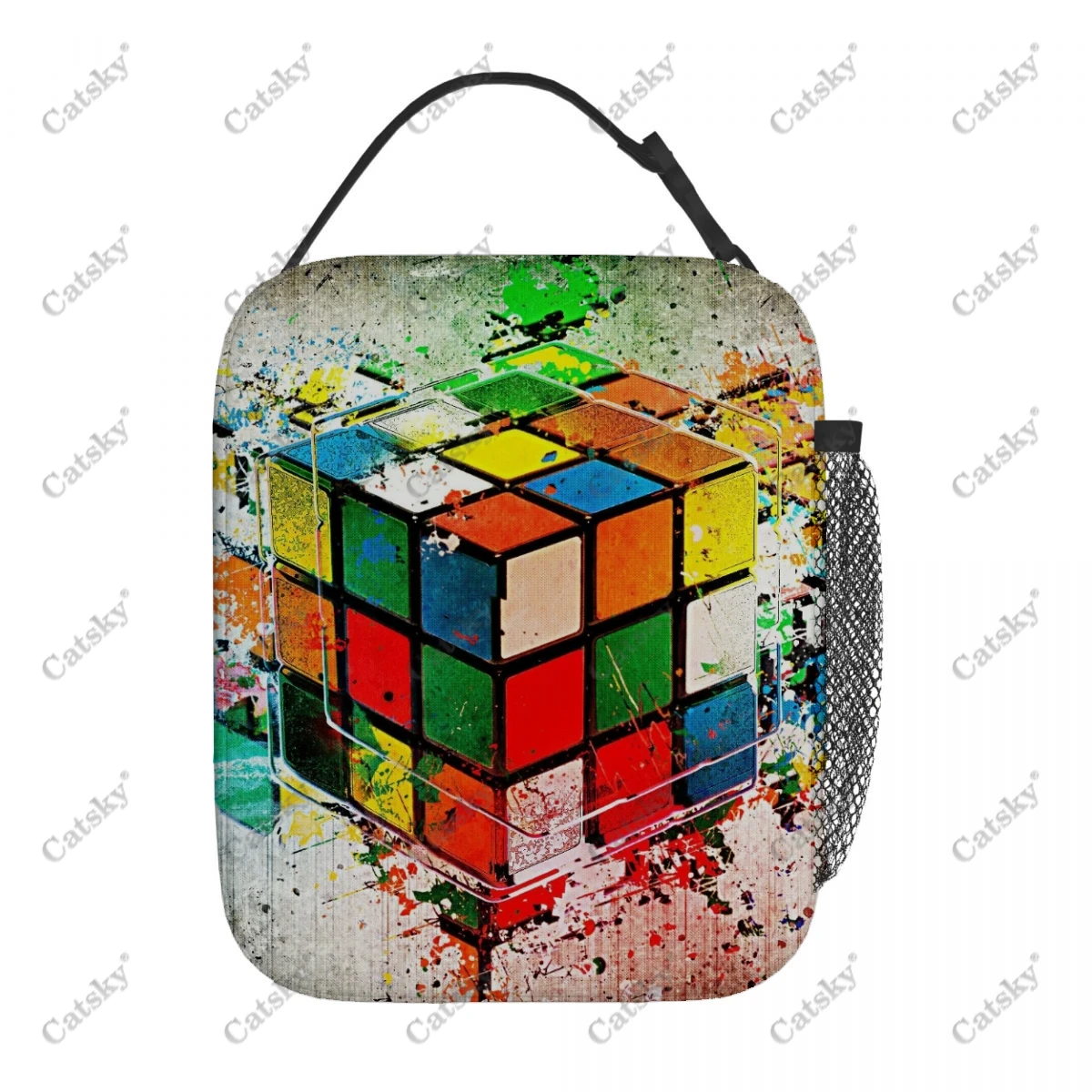 Math Rubik kubus Rubik portabel aluminium Foil menebal terisolasi tas makan siang tahan air terisolasi tas Tote makan siang