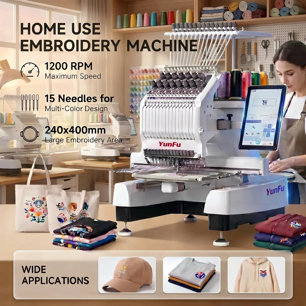 Industrial 15 Needles Single Head Automatic Embroidery Machine Dahao System for Professional Garment Customization and Studio