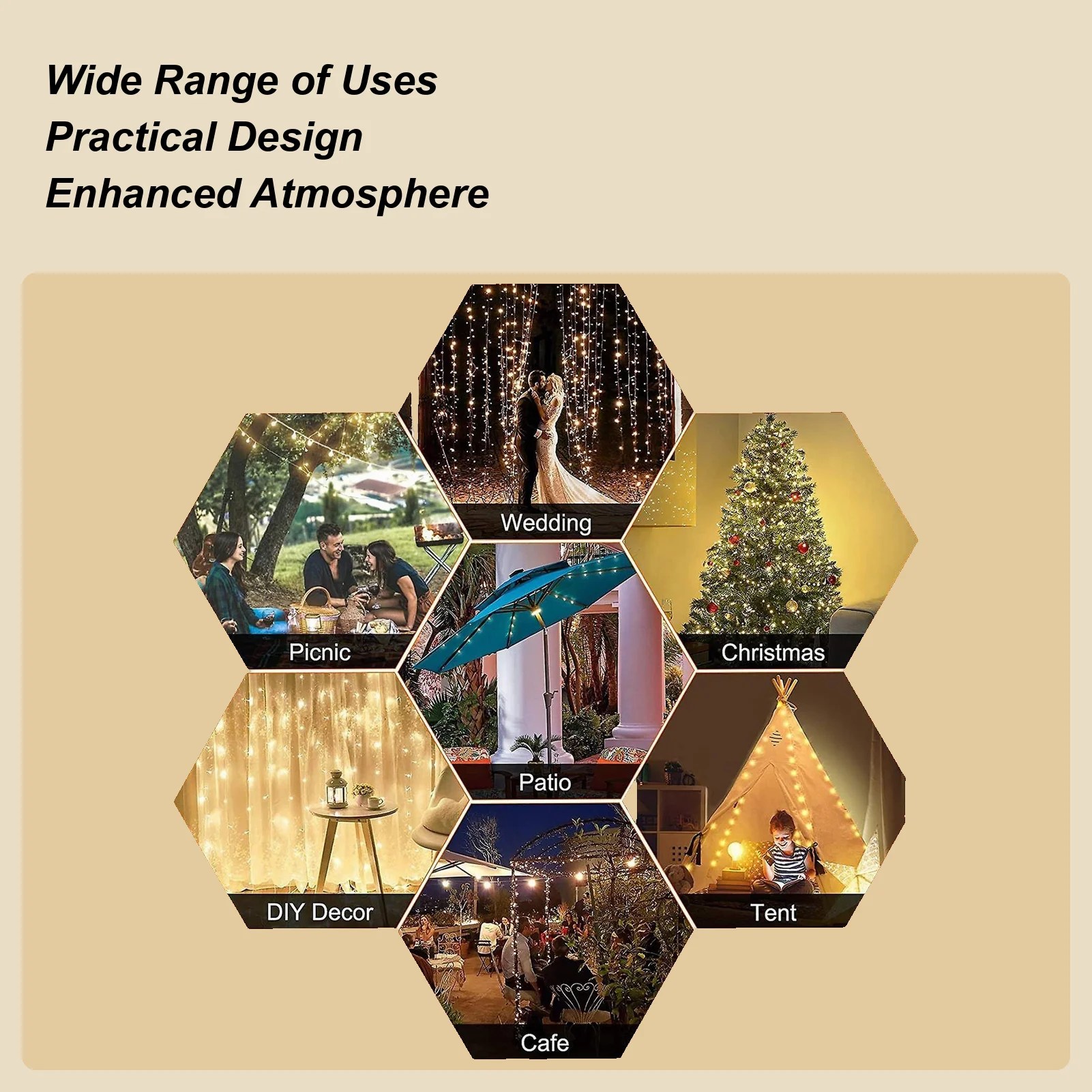 

LED String Lights Patio Umbrella Lights With 8 Brightness Mode Patio Solar Umbrella Light Waterproof String Light