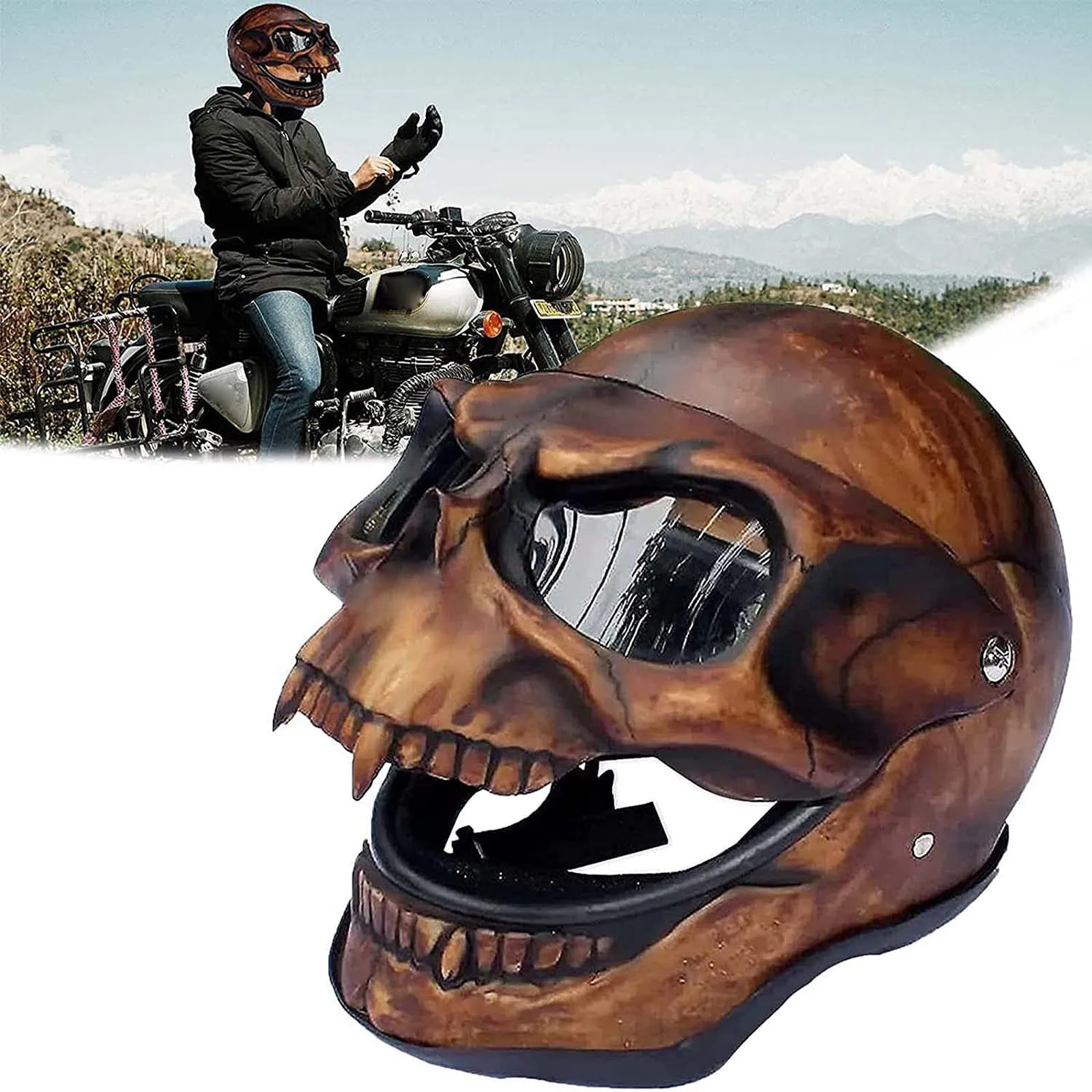 

Halloween Skull Mask Head Cover Mouth Movable Full Head Skull Face Shield