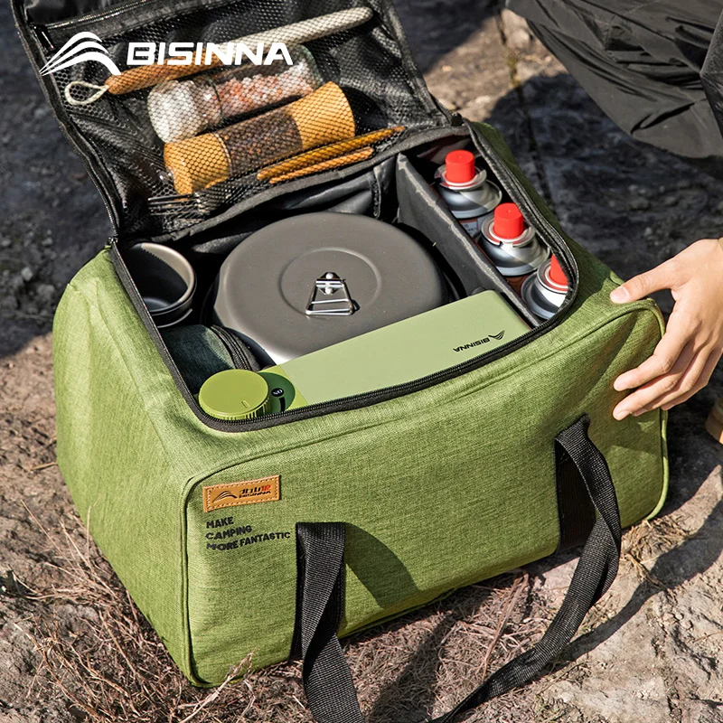 

BISINNA Outdoor Camping Bag 26L Folding Gas Tank Storage Bag Picnic Cookwre Container Camp Supplies Adjustable Partition