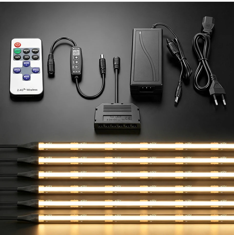 Intelligenter Bluetooth-App-gesteuerter dimmbarer COB-LED-Lichtstreifen für TV, akustische Wandpaneele, Vitrinen, Bücherregale, Hintergrundbeleuchtung, Dekoration – Detail 10