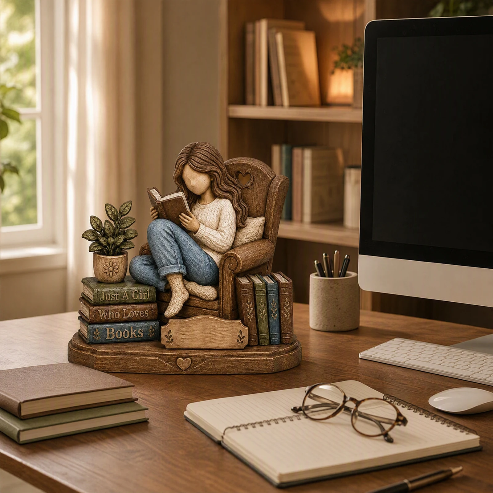 Personalized Engraved Multilayer Wood Plaque Book Lover Gift Reading Corner Desk Shelf Sign