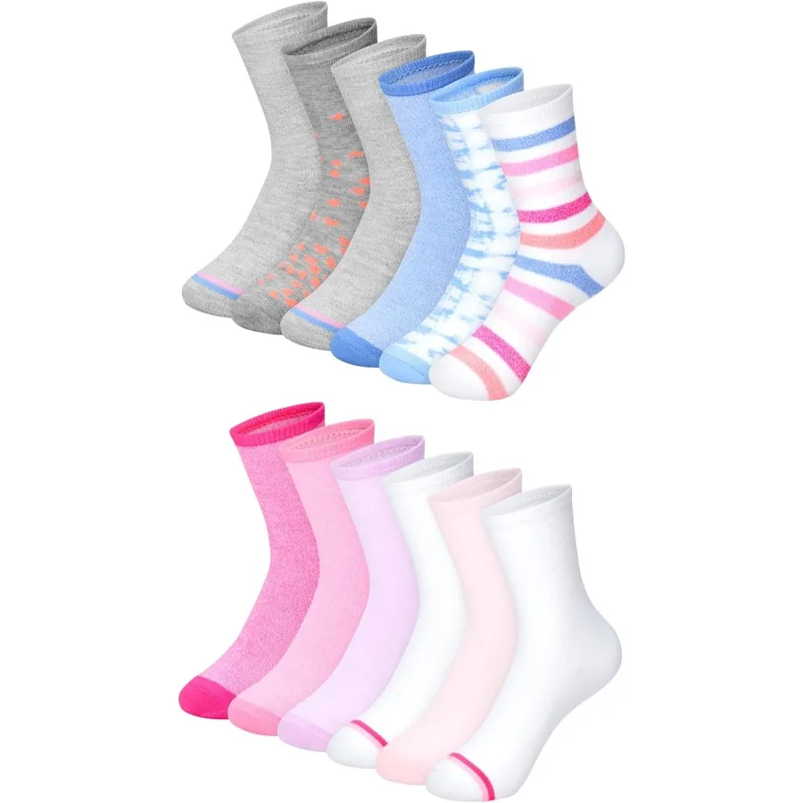 

Girls' Crew Super Value 12Pack School Or Uniform Socks Assorted Colors Ideal for Daily Classroom Wear and School Events Comfort
