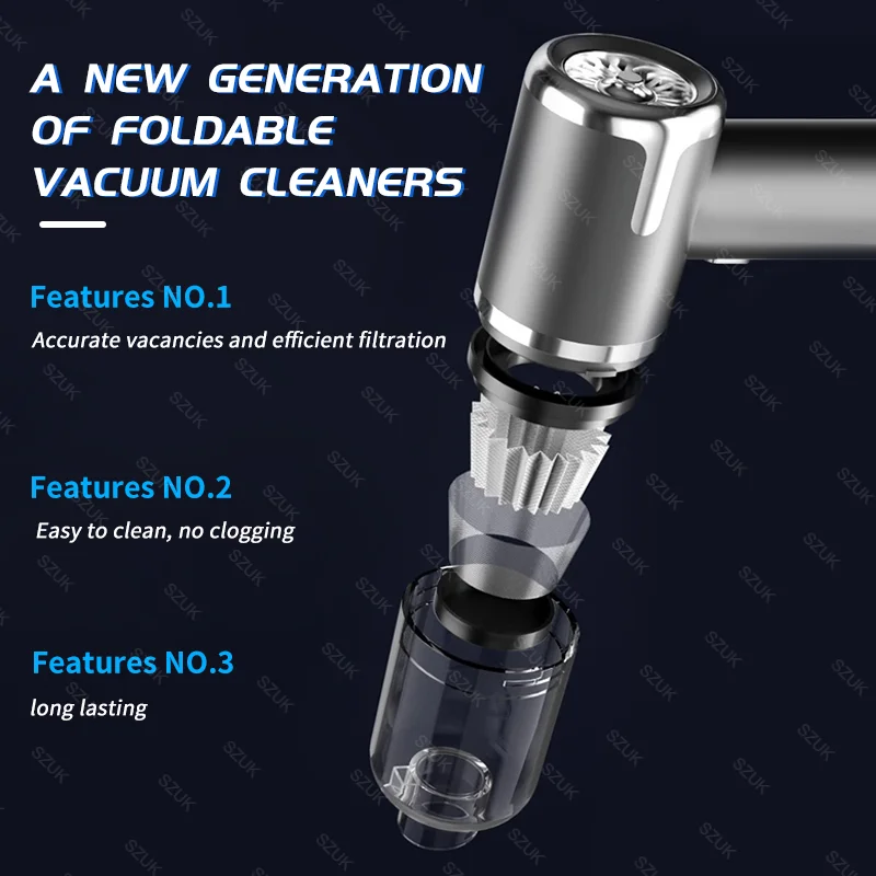 SZUK 8000PA HandHeld Car Vacuum Cleaner Strong Suction Mini Wireless Cleaning Machine Portable Vacuum Cleaner for Home and Car