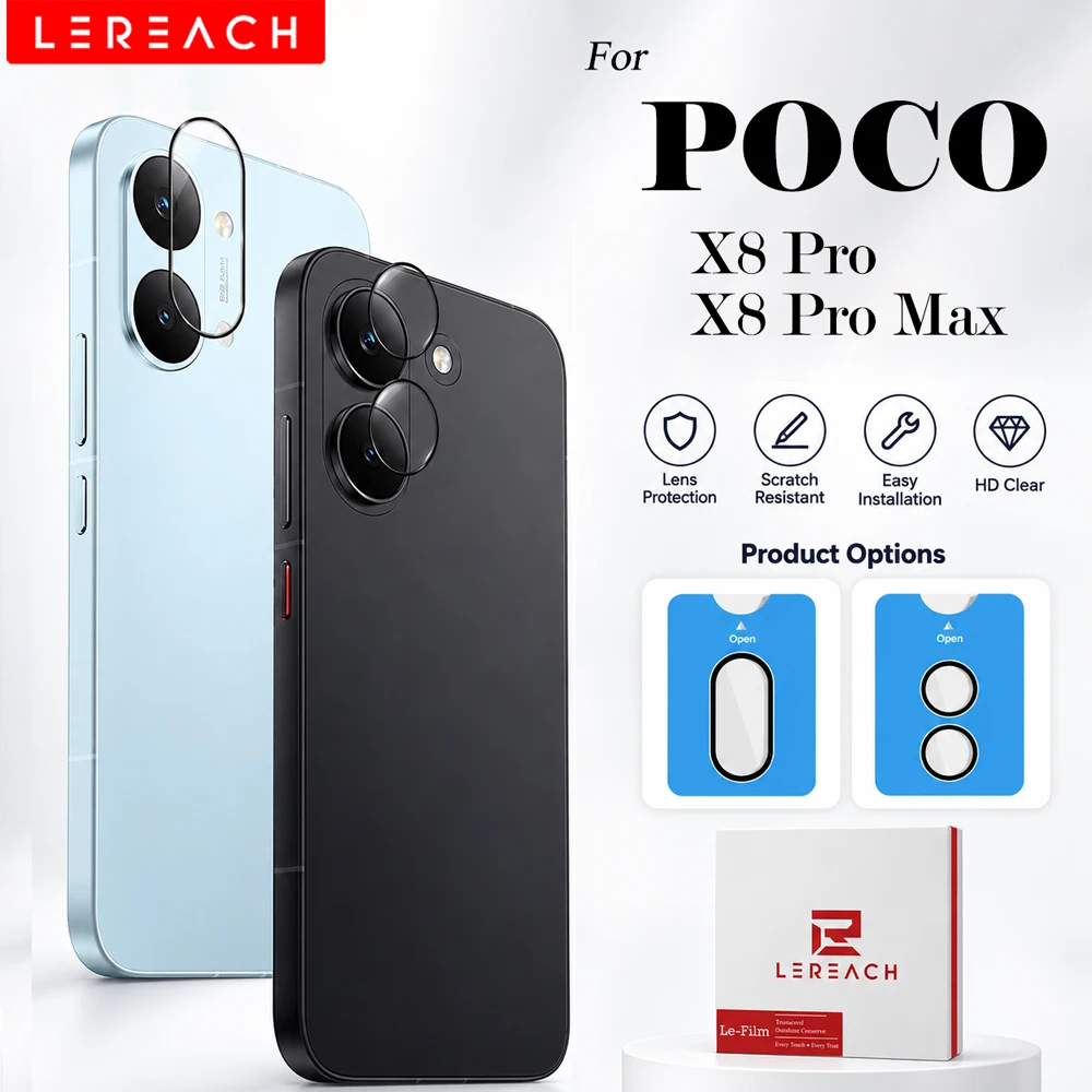 Lereach for POCO X8 Pro Max X8 Pro Self-Locating Frame Tempered Glass Camera Lens Protector Anti-Scratch High-Transparenc