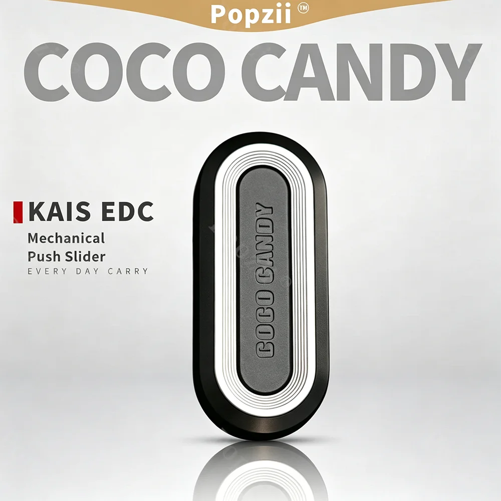 KAIS EDC COCO CANDY Stainless Steel Titanium Fidget Slider Stress Relief Toy Push Slider Fidget Toys For Adults Original Designs
