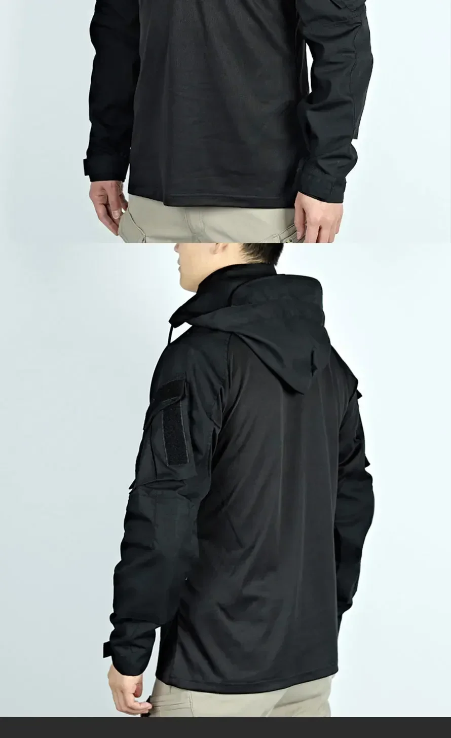 Tactical Combat Shirts Men Long Sleeve Breathable T-shirt Camo Hooded Quick-dry CS Paintball T-Shirt Tops Wear-resisting