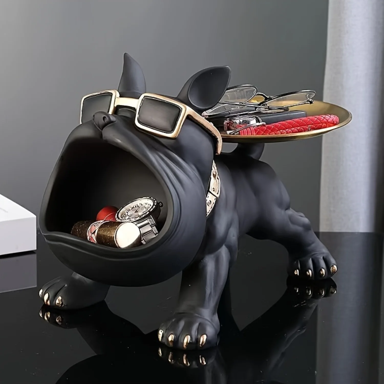 Handcrafted Majestic Bulldog Statue Decor with Unique Big Mouth Design - Perfect for Office, Cafe, Living Room, Desktop Display 