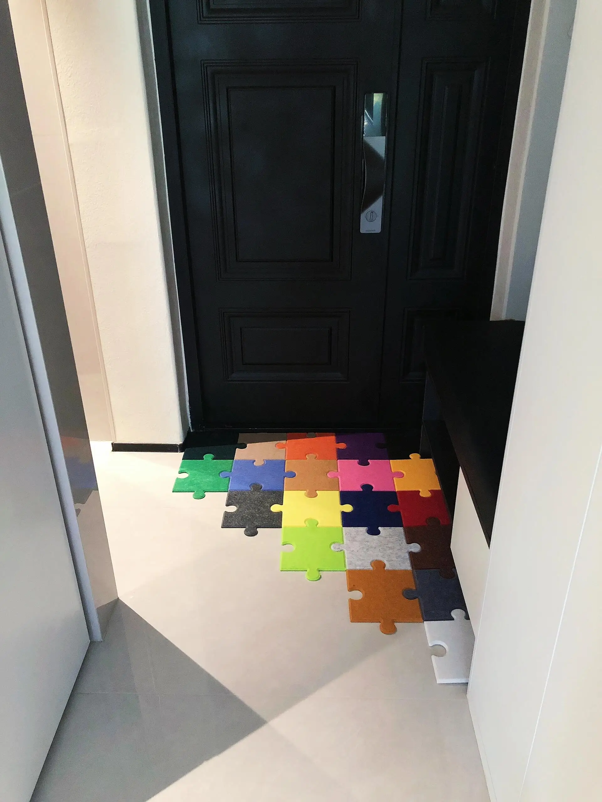 Dopamine Entray Door Mat Rainbow Puzzle Home Use Foot Pad Wool Felt Multi Purpose Decorative Mat Cuttable Entrance Door Mat