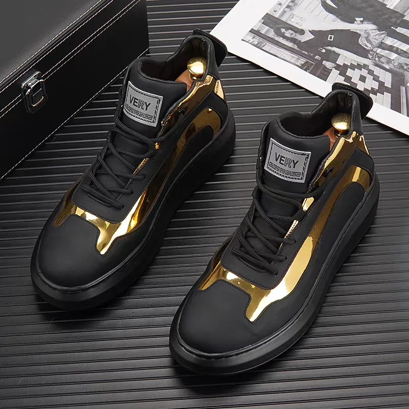 

Мужские трендовые спортивные повседневные ботинки-кроссовки класса люкс, золотистые, высокие, молодежные, стильные, размер 44