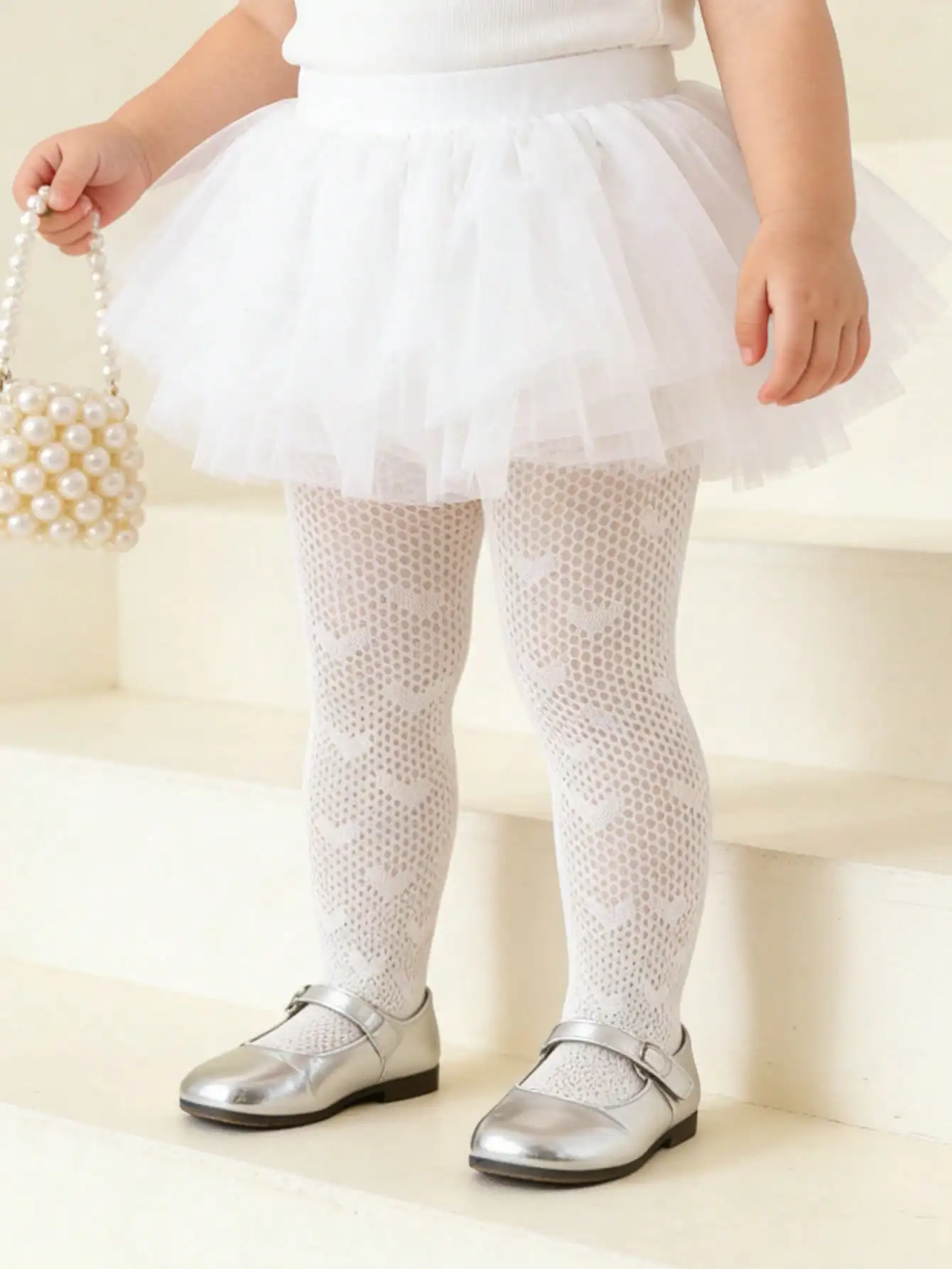 2Pcs Toddler Girls Heart Pattern Fishnet Tights 1-11Y Elastic Breathable Sheer Pantyhose Kids Summer Lolita Party Daily Dress - view 3