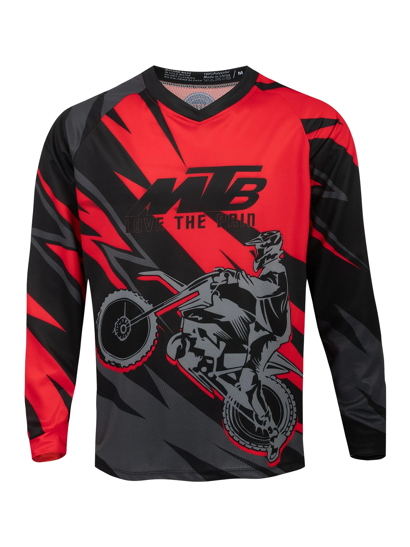 2026 Spring and Autumn MTB Casual Long-Sleeved T-shirt for Men AND Women Fashionable and Trendy V-Neck Motorcycle T-shirt