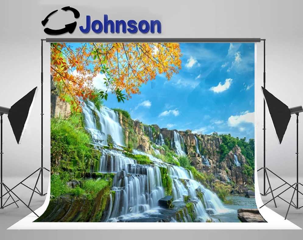 

JOHNSON Falls Waterfall Autumn Leaves Mountain Scenery Hills photo backdrop High quality Computer print scenic background