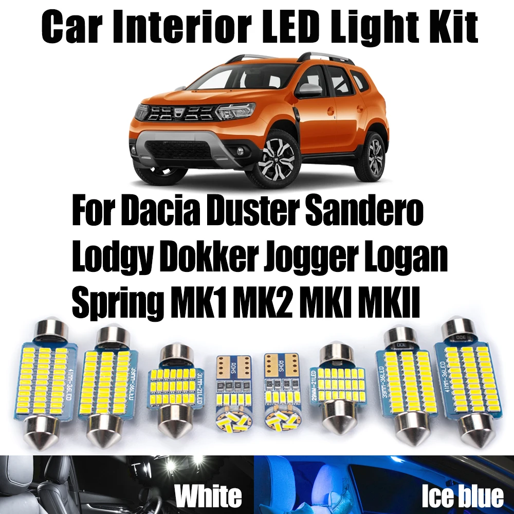 Trunk Ceiling Map Bulbs Kit Canbus Interior LED Light For Dacia Duster Sandero Lodgy Dokker Jogger Logan Spring MK1 MK2 MKI MKII