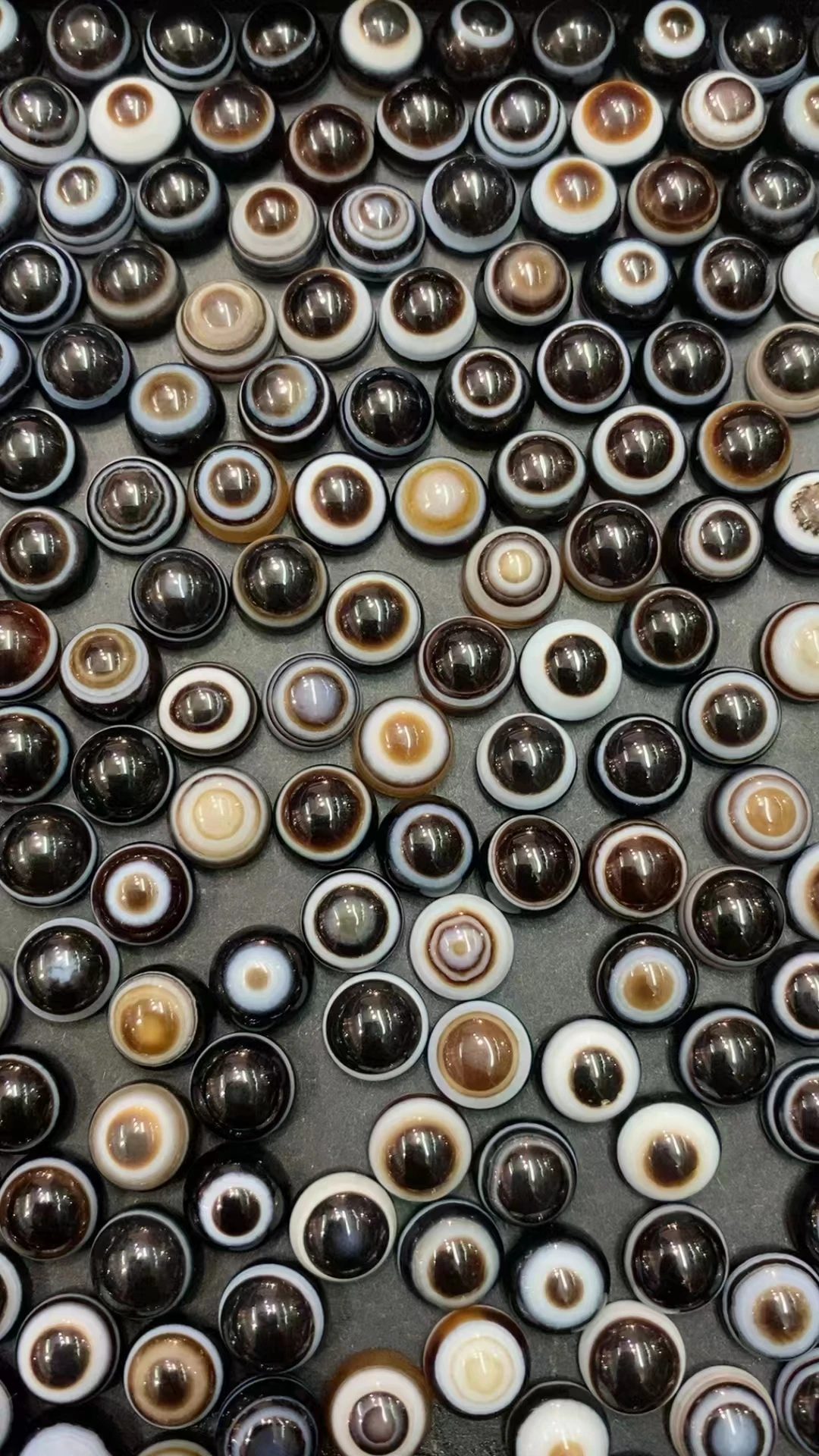 10pcs/lot Natural Agate Eyes Sheep Plate Beads Round Hemisphere Ring Face Trumpet One Eye Dzi Beads Inlay Rings Pendant Necklace