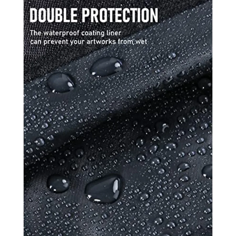 Bolsa de portafolio de arte ligera, funda de lona negra de 18x24 pulgadas con correa de hombro desmontable y esquinas de cuero para proteger