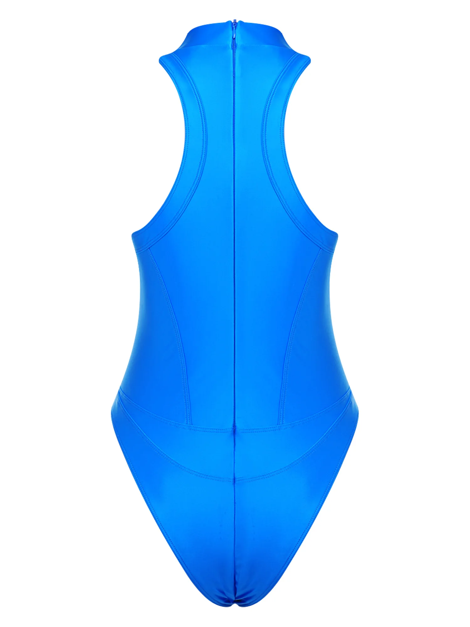 Womens Oil-shiny One-piece Bathing Suit Quick-drying Sleeveless Flat Seams High Cut Bodysuit Swimwear for Pool Beach Surfing