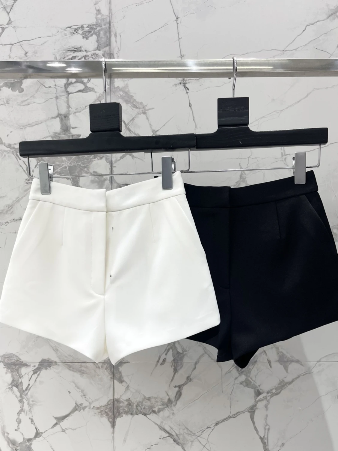 

High Waist A-Line Suit Shorts Pure Color Basic Versatile White Slimming Elegant Style Casual Pants for Young Women