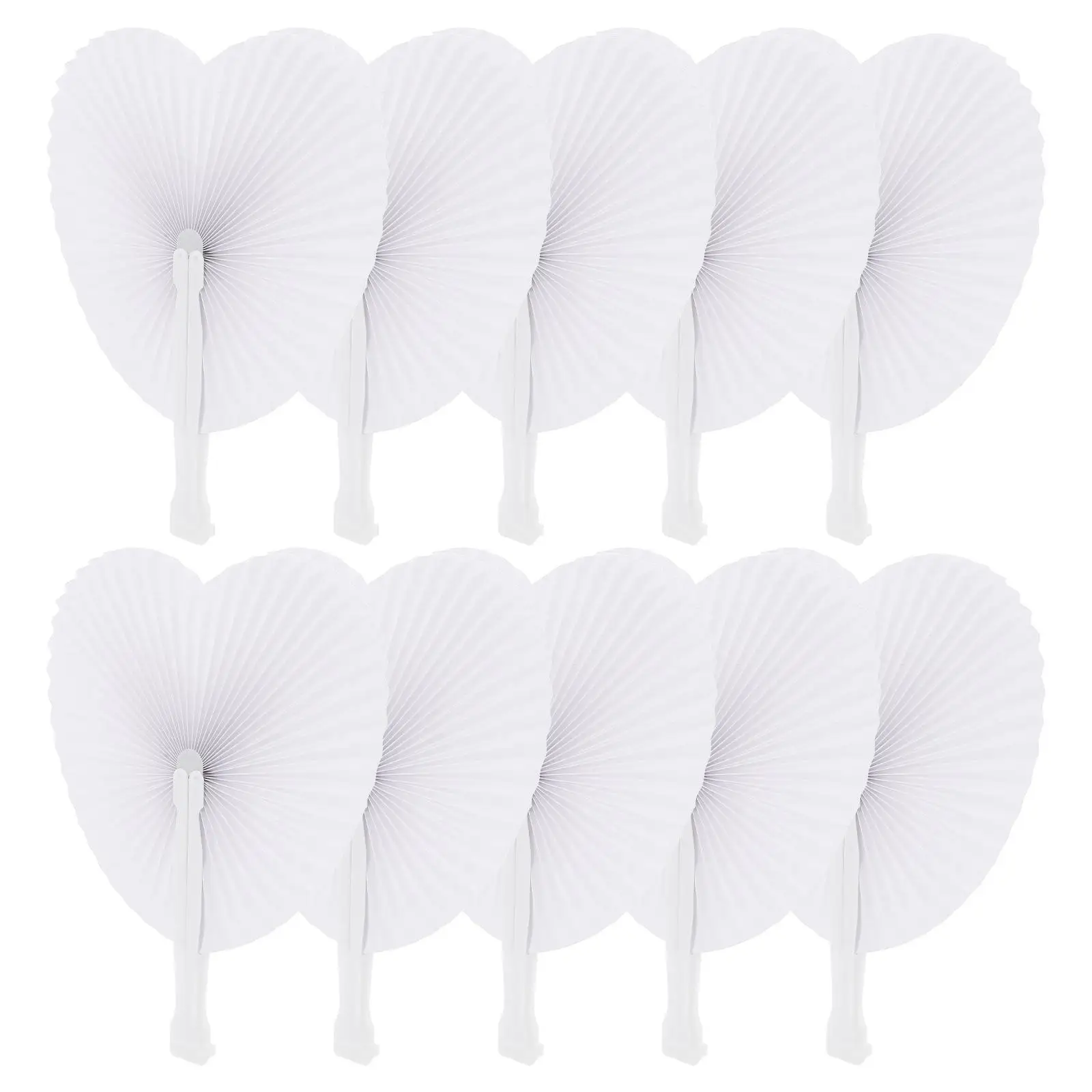 

48 Pcs Heart Shaped Paper Fans Pure White Folding Design Wedding Party Favor Guest Gifts Blank DIY Summer Cooling Accessories