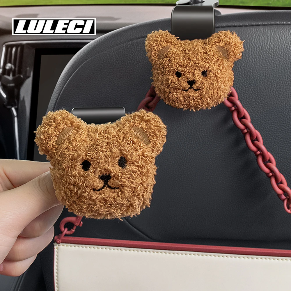 

LULECI 2 Pcs Cute Cartoon Bear Car Hook Creative Multi-functional Decoration Car Hook Storage Hook Car Seat Back Hook