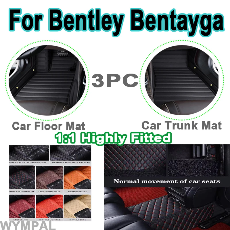 Luxury Custom Car Floor Mats For Bentley Bentayga Four Seats 2016 2017 Auto Foot Pads Automobile Carpet Cover Interior mats