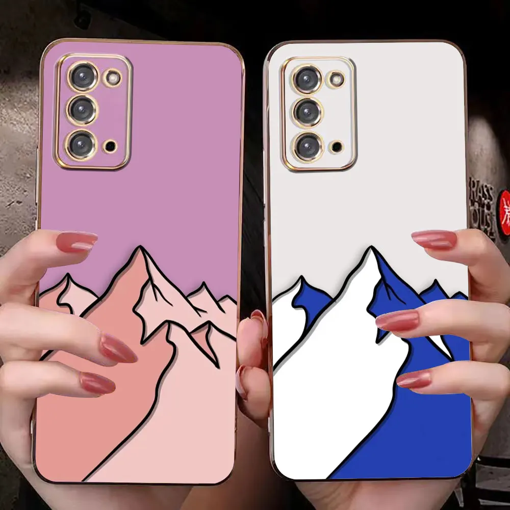 Cover Smooth E-TPU Phone Case For Samsung A03 A04 A05 A10 A50 A70 M14 M23 M33 M51 M53 M62 NOTE 20 10 Case Cartoon Mountain Range