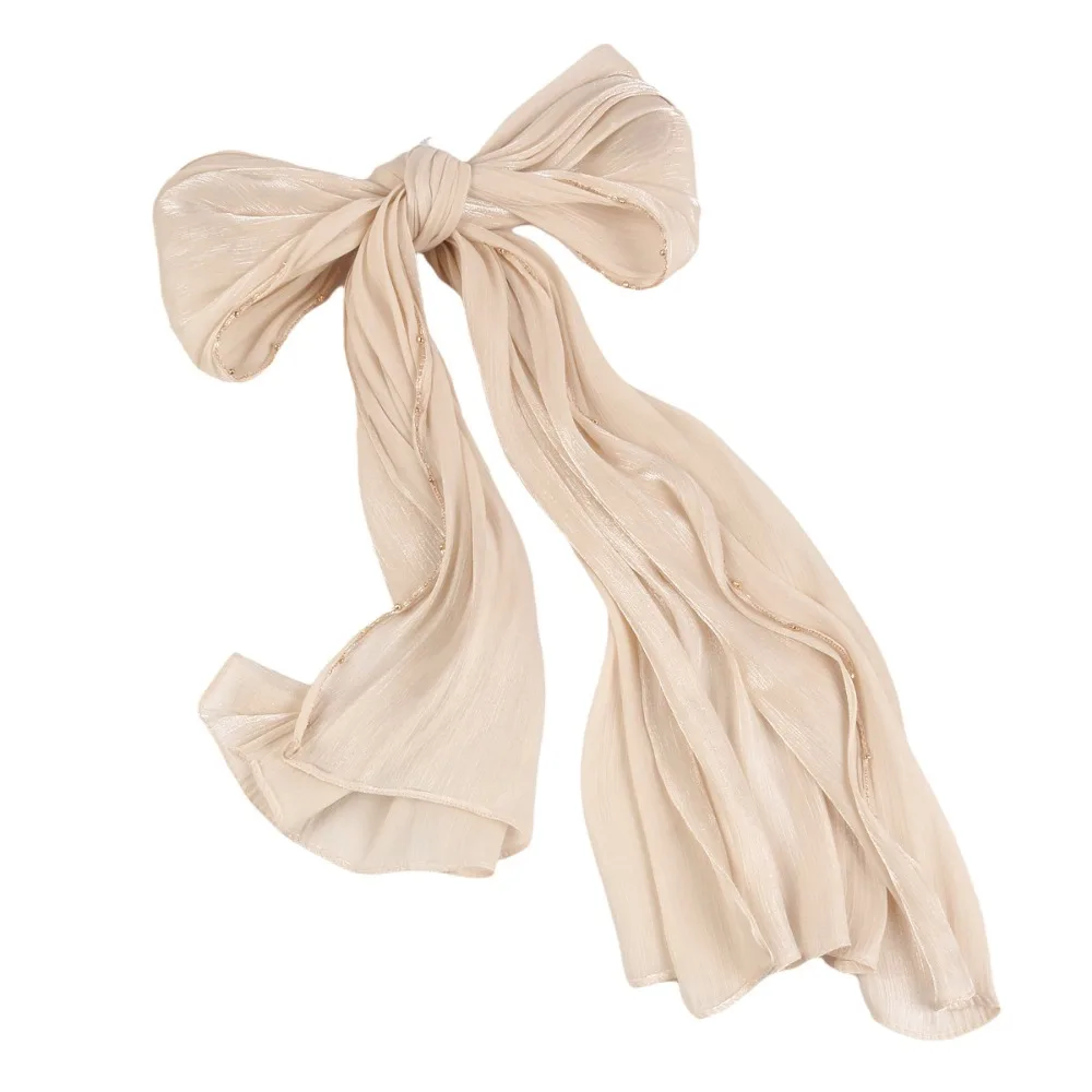 

Роскошный однотонный шарф в этническом стиле с бусинами и цепочкой, блестящий исламский тюрбан, длинная бандана, платок на каждый день