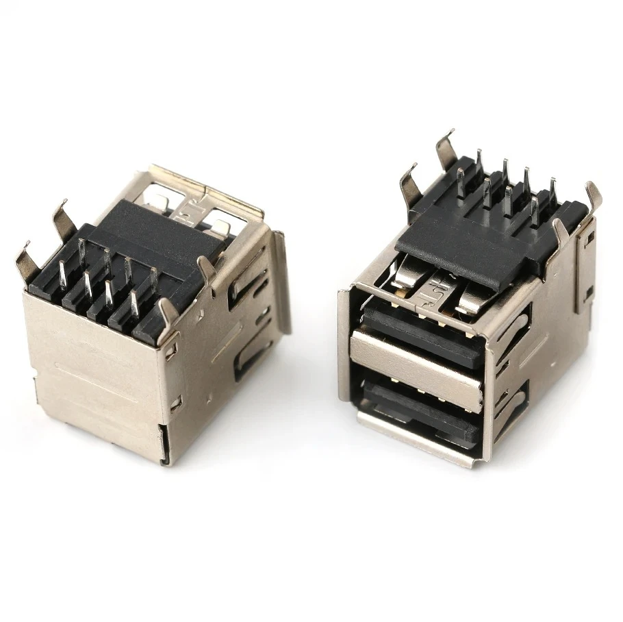 10pcs Usb Interface Double-layer Usb Socket Type A Standard Port Male And Female Solder Socket Dip Straight Bent Pin Pcb Socket
