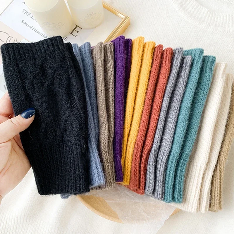 Heiße Halbfinger-Handschuhe für den Winter, weiche warme Wolle, strickende Armhandschuhe, Damen und Herren, weiche, warme Schreibarbeiten, Fäustlinge, Handschoenen