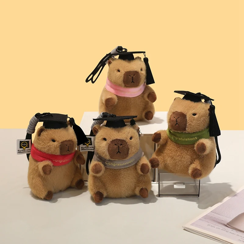 15cm Kawaii Dr. Capybara Plush Toys Cute Stuffed Animals Lovely Capybara Cosplay Doctorial Hat  Graduation Gifts Pendant Decor