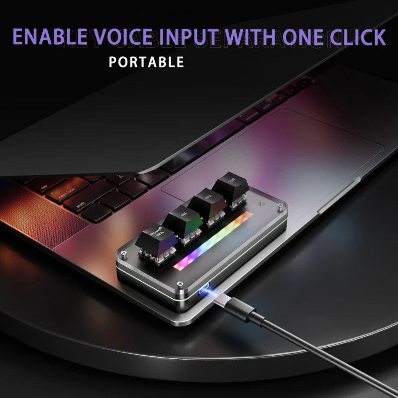 U75B USB C Computer Vibecoding Keypad 4 Button Control Voice Input Mini Keyboard