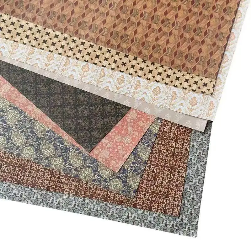 2 stks Miniatuur simulatie Chinese-retro poppenhuis interieur muursticker Model Vloer zelfklevende stickers diy handgemaakt materiaal