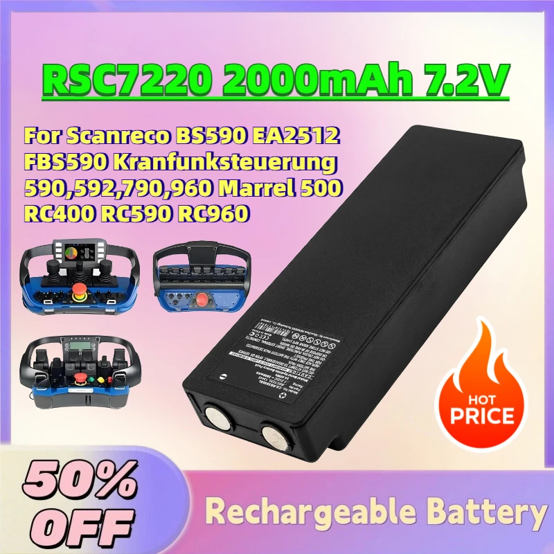 New RSC7220 2000mAh 7.2V Battery for Scanreco BS590 EA2512 FBS590 Kranfunksteuerung 590,592,790,960 Marrel 500 RC400 RC590 RC960