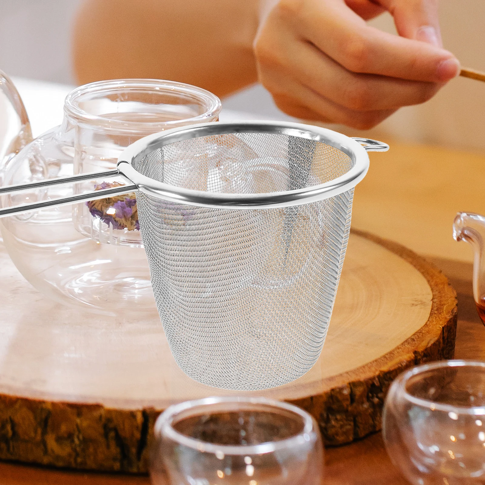 

2pcs Stainless Steel Filter Strainer Smooth Home Office Fine Mesh Milk Tea Strainer Leak Proof Practical Handle
