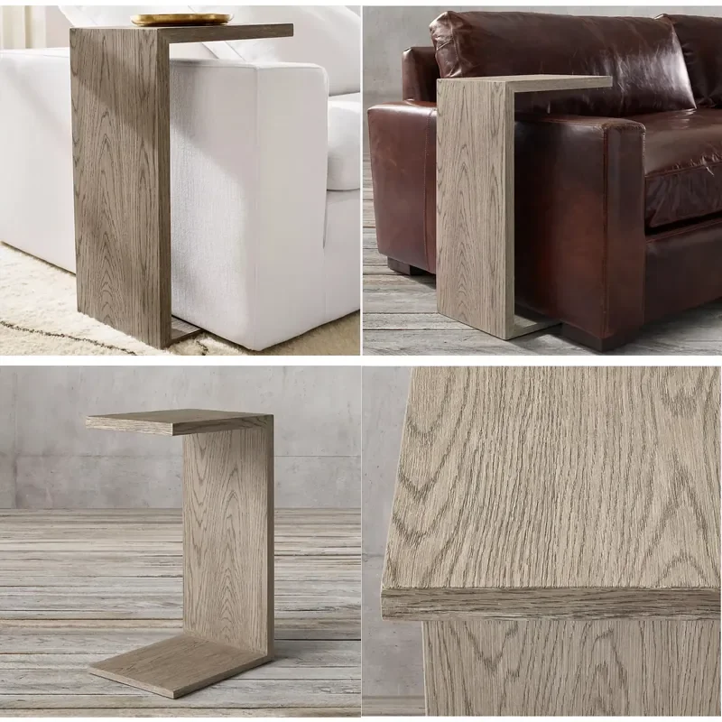 For American Rural Retro Solid Wood Edge Table Modern Minimalist Oak Living Room Home Corner Furniture Durable Natural Finish