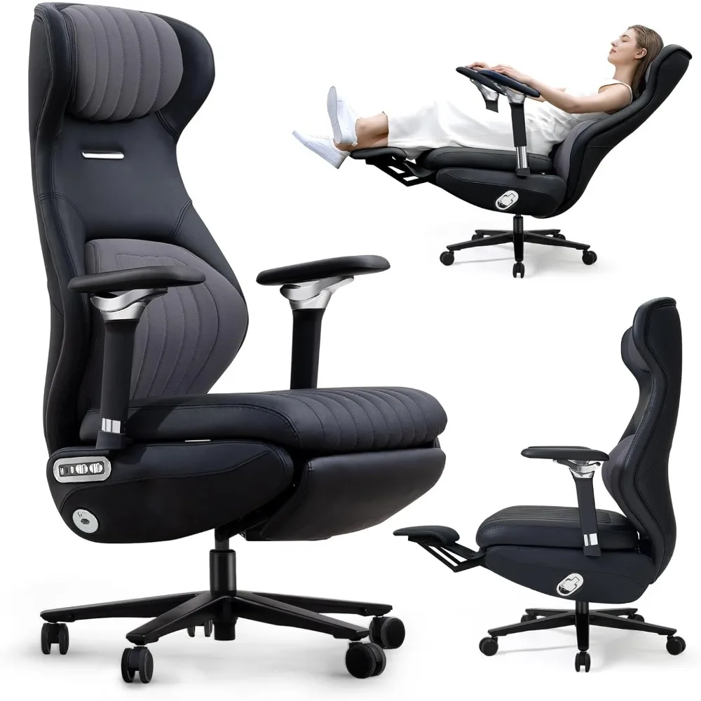 

"Ergonomic Reclining Office Chair with Adjustable Footrest and Headrest, 8-Way Armrests"