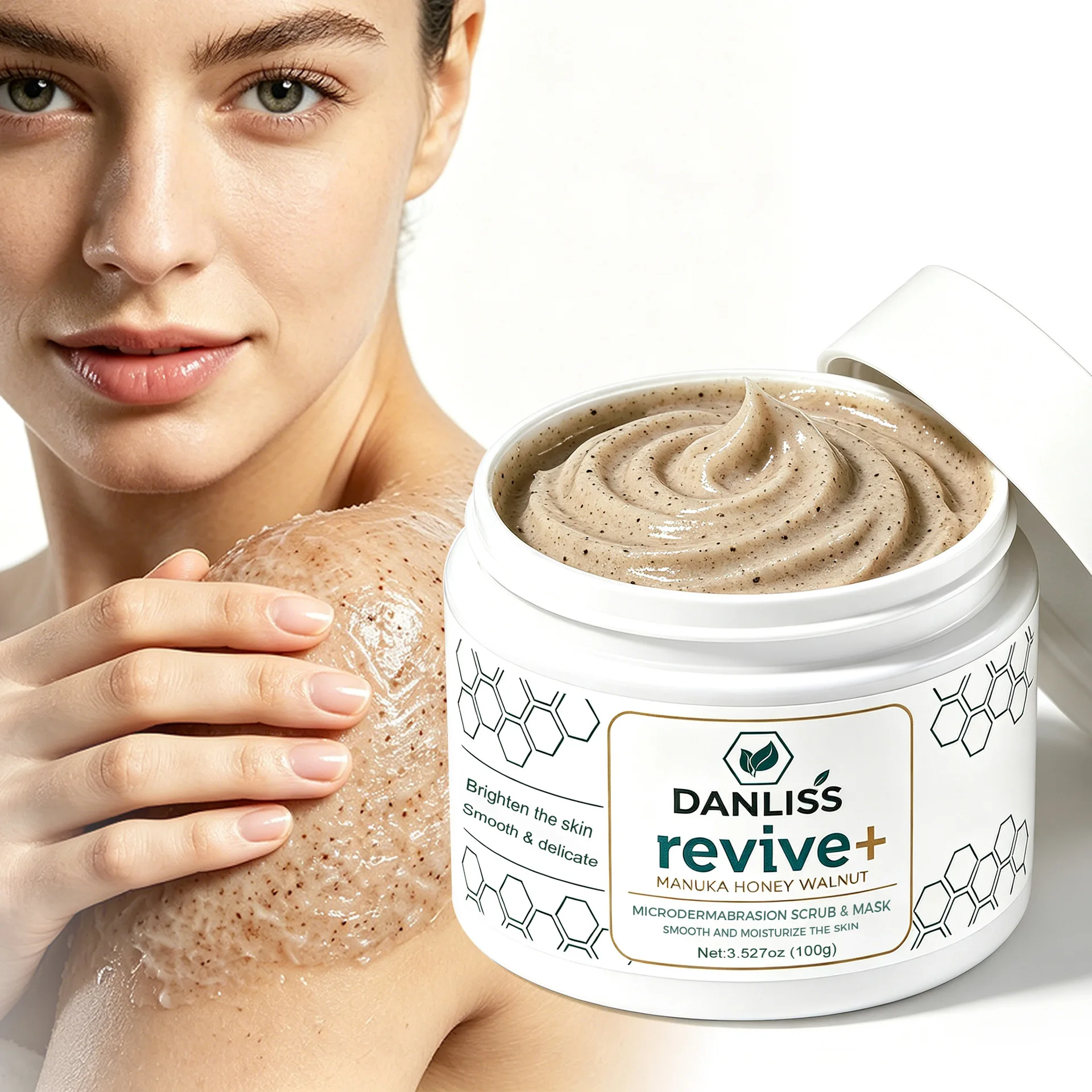 Manuka Honey Walnut Microdermabrasion Scrub & Mask  Dual-Action Formula with Aloe Vera, Exfoliating Body Scrub for Smooth.
