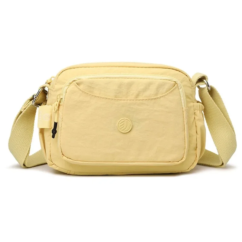 Leichte Nylon-Umhängetasche mit verstellbarem breitem Riemen, mehrschichtige Handtasche, Schultertasche, Messenger-Tasche für Damen im Alltag – Detail 14