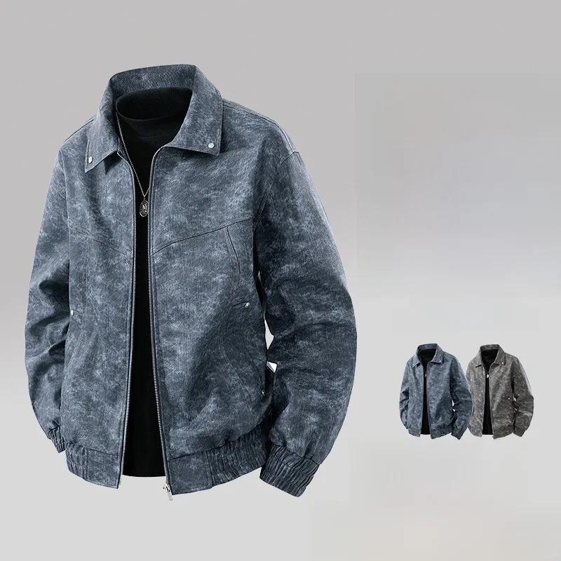 

plus Size Men's Jaet Stand Collar Loose Fit Casual Versatile Retro Outerwear Spring Autumn New Sle Haome Large Coat