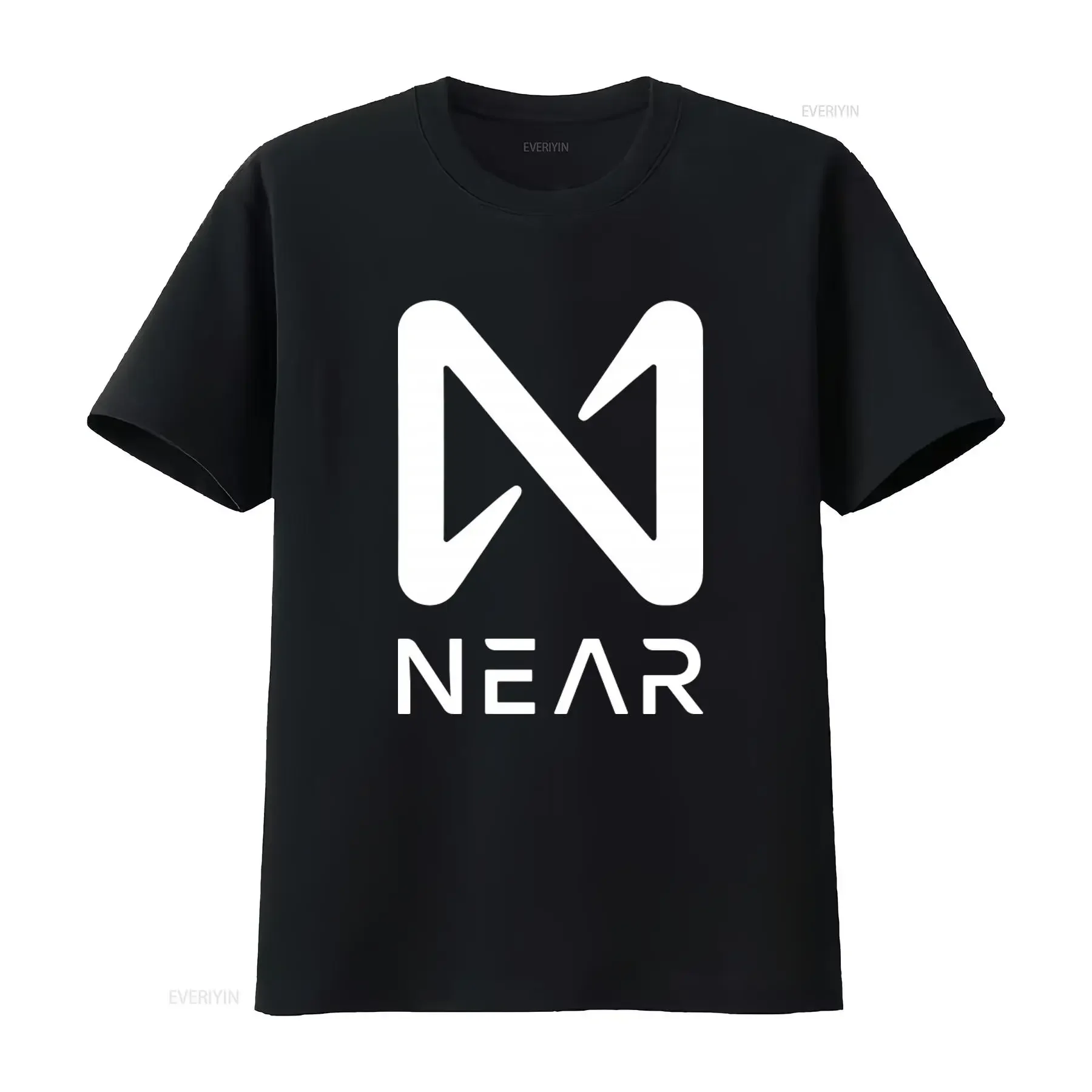Near Crypto White Logo Print T Shirt Stylish and Trendy for Enthusiasts vintage Washed homme designer clothes Breathable Casual