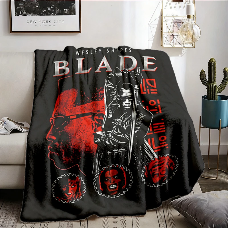 Blade 1998 Movie Unisex Softstyle T, Flannel Blanket, Wesley Snipes Vampire Hunter, 90s Film Flannel Throw